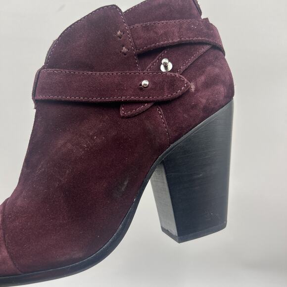 Rag & Bone Harrow Leather Booties In PURPLE Suede Size EU 38 US Size 8 - Picture 7 of 10